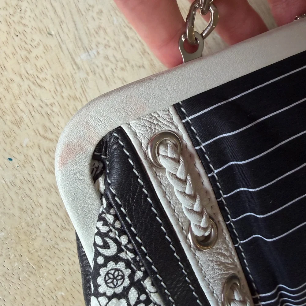 FOSSIL leather clutch purse Black and White prints Never Used